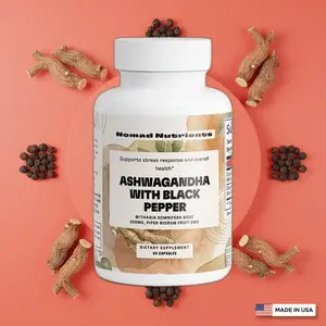 Nomad Nutrients Ashwagandha with Black Pepper 60 Capsules Organic Withania Somnifera Root & Piper Nigrum Fruit Support Stress Response & Overall Health