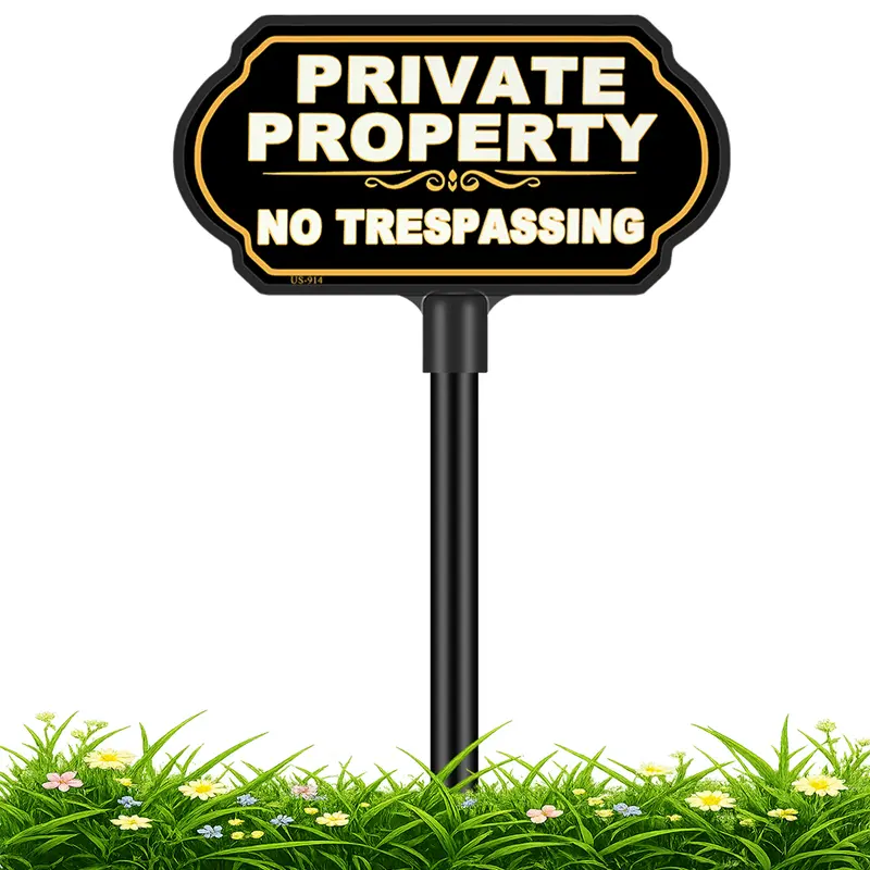 Private Property No Trespassing for House Sign 10×5 inch Aluminum Yard Sign with 37 inch Adjustable Stake Weatherproof UV Protected Outdoor Warning Sign for Home Lawn Front Yard Driveway Entrance
