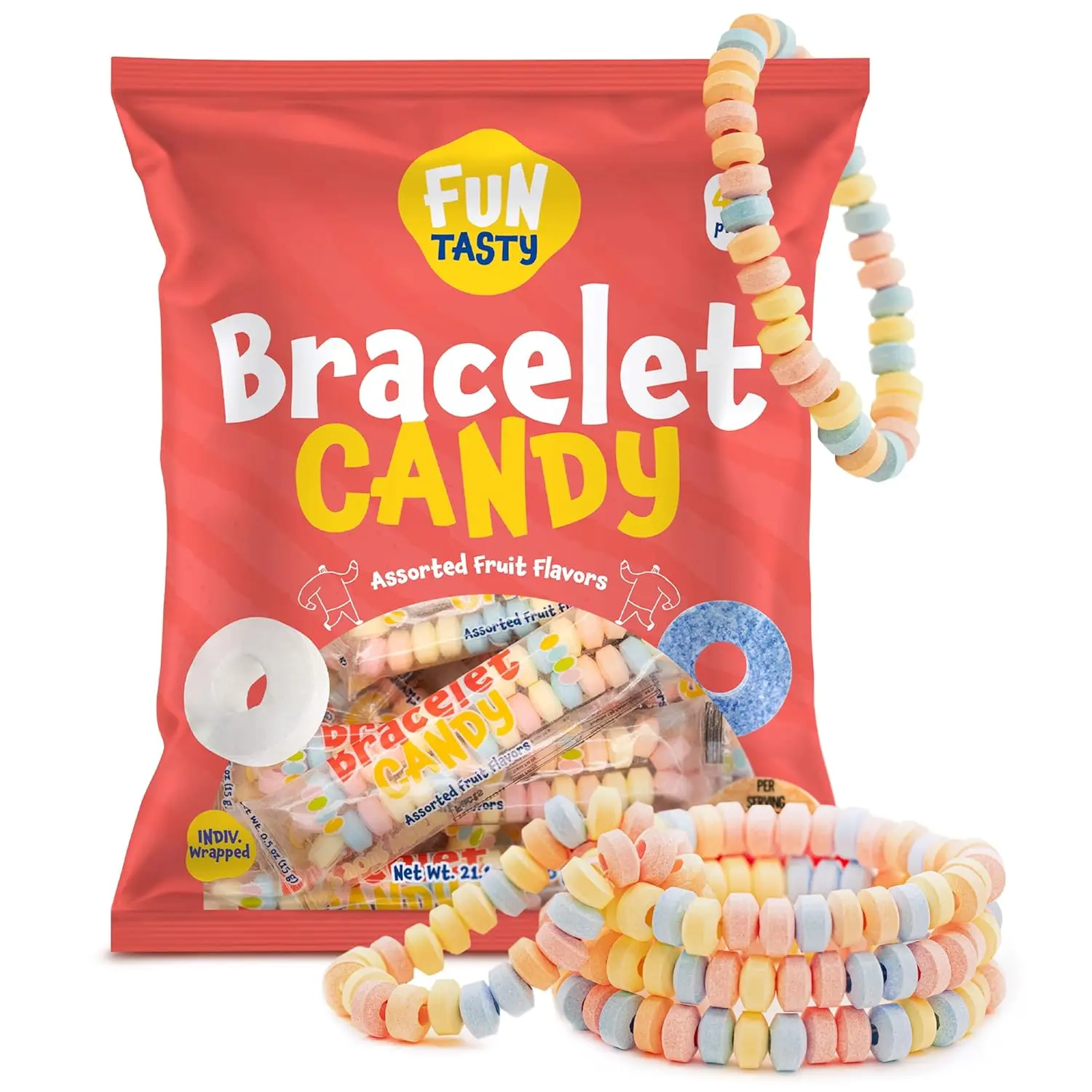 Candy Bracelets, Bulk Candy Individually Wrapped - 40 Count Pack | Halloween Candy, Party Favors, Classroom Rewards