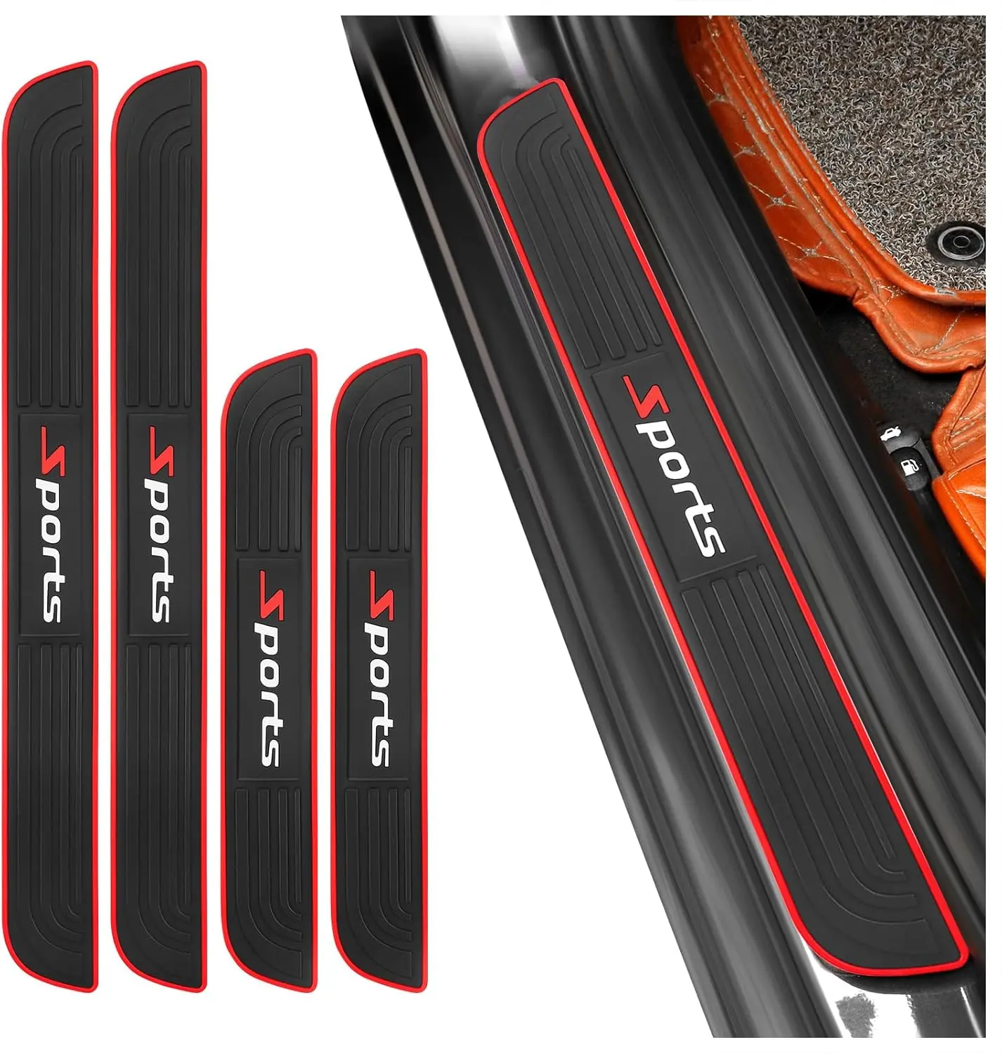 4PCS Car Door Sill Protector,Anti-Scratch & Waterproof Car Door Sills Scratch Protection, Car Exterior Accessories Automotive Door Entry Guard for Car,Truck,SUV (Sport, Width 2.36'')