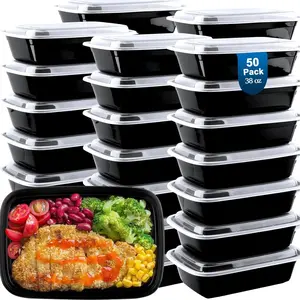 50 pack meal preparation container, leak proof ready to eat food container, disposable and reusable takeaway food preparation container, BPA free food grade plastic food storage container, microwave/dishwasher/refrigerator safe