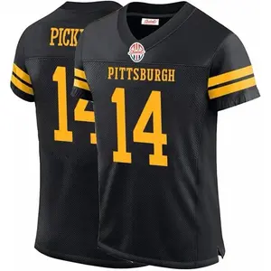 Mens Football Stitched T-Shirt for Sports Fan Black/White