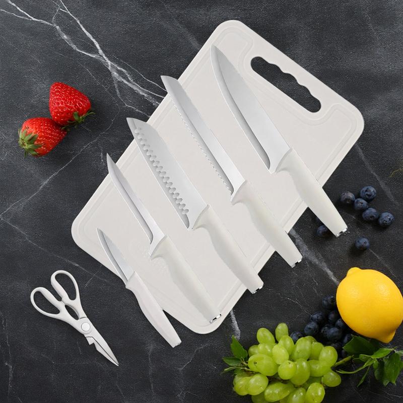 15-Piece Kitchen Knife Set with Solid Wood & Plastic Knife Block: Chef's Knife, Japanese-Style Knife, Meat/Vegetable Knife, Chicken Bone Knife, German-Style Steak Knife – All Included. Wooden Sturdy Chopping Sturdy Chopping