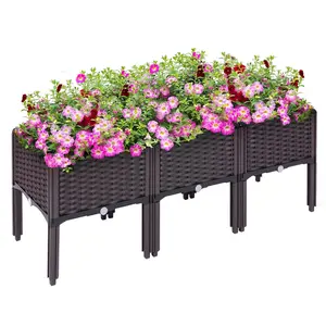 【Newest】2/3pcs Heat Frost Resistant Raised Garden Bed Outdoor Planter Boxes for Vegetable/Flower/Herbs for Indoor/Garden/Balcony Metal Round Raised Garden Bed with Drainage Elevated Planter Box Plastic Raised Beds for Perfect for Indoor Outdoor Planting
