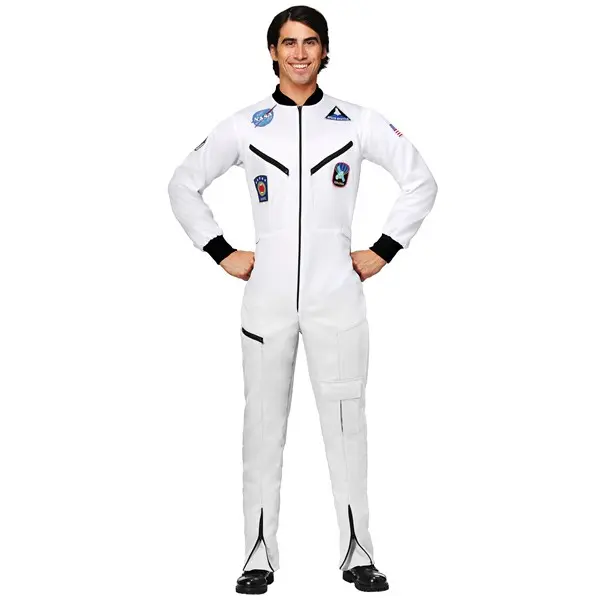 Plus Size White Astronaut Jumpsuit Costume for Adults