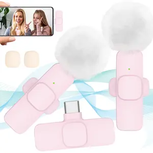 Wireless Lavalier Microphone for iPhone iPad TypeC Lapel Mics Plug-Play 2.4G Ultra-Low Delay Built-in Noise Reduction Chip Working Time for Video Recording Interview Podcast Vlog USB Streaming Mic