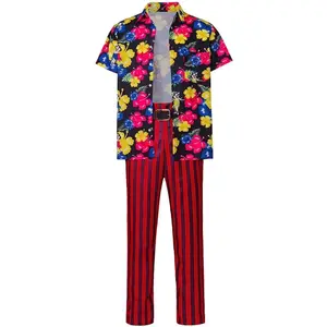 Ace Ventura Cosplay Costume Men's Classic Shirt Red Striped Pants Pet Detective Outfits Adult Halloween Suit