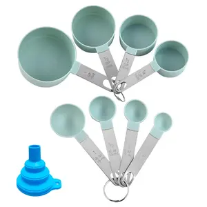 8 Pieces Measuring Cups Measuring Spoons Stackable Measuring Cups and Spoons with Small Funnel for Kitchen