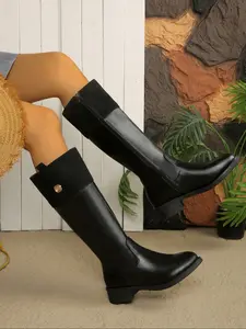 Women's Long Boot Thick Sole Above Ankle Knight Boots Fall Winter New Slimming Versatile Chunky Heel Fashion Boots Riding Boots Elegant Boots