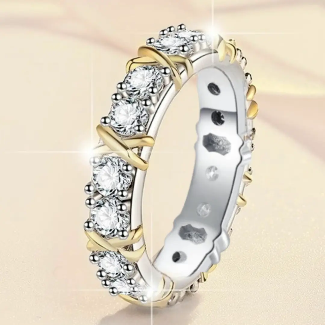 Women's Shiny Copper-Zircon GeometricEngagement Ring - Simple Design, Party-DateReady, Suitable for Daily Wear