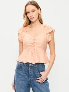 Old Navy Women's Flutter-Sleeve Fit & Flare Top