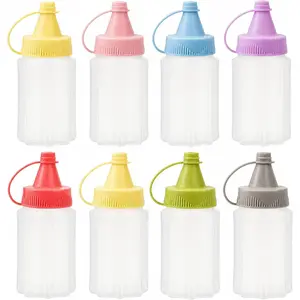 8 count Mini Ketchup Squeeze Bottles 1 OZ Condiment Bottle Mini Sauce Bottle Honey Mustard Salad Dressing Sauce Bento Box Container (Multicolor)