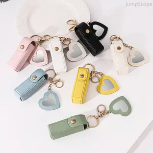4 Pack PU Leather Chapstick Holder Keychain, Lip Balm Organizer With Built-In Mirror, Portable Travel Makeup Storage Case Ideal For Mothers Day & Graduation Gift