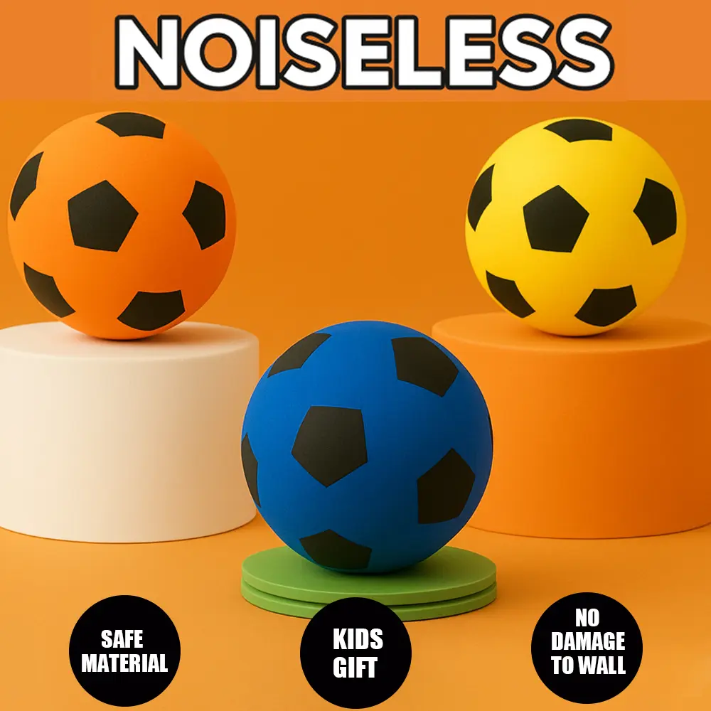 1PC Silent Foam Soccer Ball, Quiet Practice Ball, Soft High-Rebound PU, Quiet Indoor Training Ball, Play for Home/Office, Vibrant Colors, Ideal Gift for Family, Friends & Sports Fans, Perfect for Holidays, Parties & Daily Activities, Soft Ball