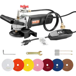 VEVOR Wet Polisher 800W, 4" Concrete Grinder with 6 Variable Speed and 7 Polishing Kits, Wet Grinder Machine for Marble, Granite, Stone, Rock, Tile, Equipped with a GFCI Switch, (1000 - 4000 RPM)