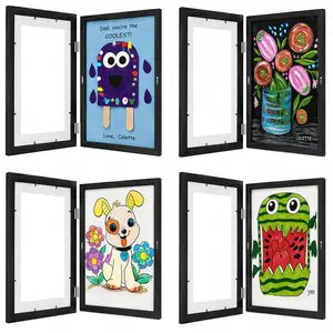 [4-Pack] Kids Art Frames - 8.5x11 Front Opening Kids Artwork Frames Changeable, Magnetic Door Holds 100 Art Pieces, White Artwork Frames for Kids Art for Wall, 3D Picture, Crafts, Hanging Art, Portfolio men's  room  accessories
