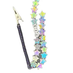 713 Star Coochie Clip with Iridescent Stars and Black Handle for Stylish Accessory