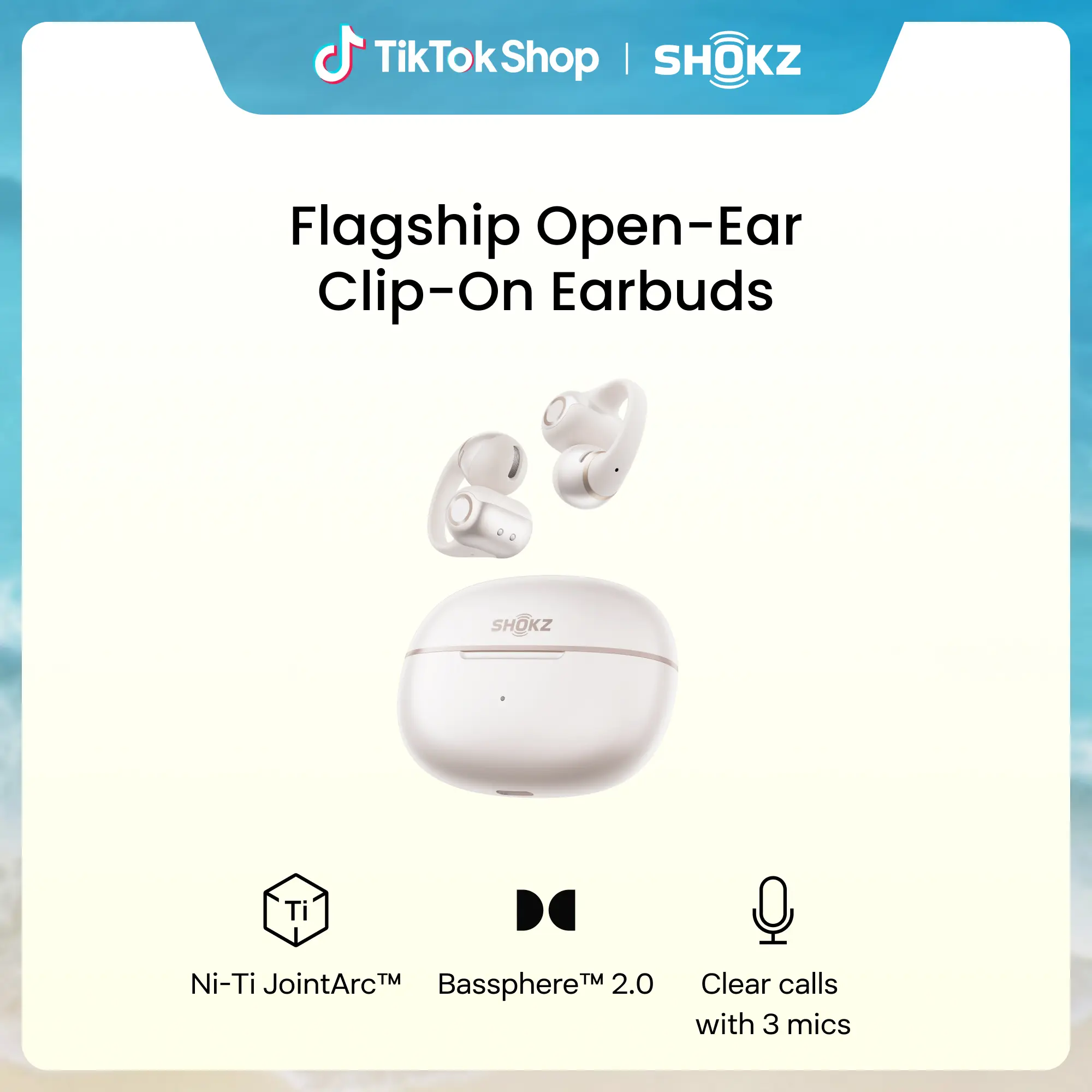 SHOKZ OpenDots 2 Open-Ear Clip-On Earbuds with Upgraded Dolby Audio, 3-Mic Clear Calls, Rich Bass, Up to 40 Hrs of Audio, Wireless Charging, Interchangeable Left/Right Earbuds, IP57, Bluetooth 6.1