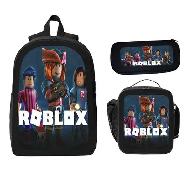 2026 New Roblox School Bag Three-piece Set Backpack Meal Bag Pen Case Combination Set DIY Printed Backpack