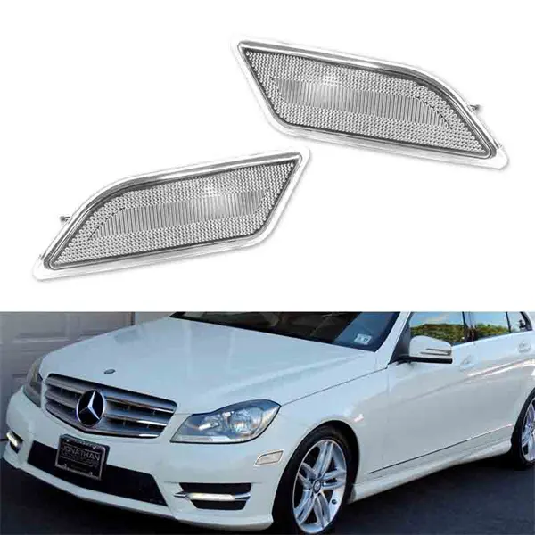 2PCS Euro Clear Lens Front Side Marker Lights Housing For Mercedes W204 C250 C300 2012 2013 2014 Replace OEM A2049067401 2049067401 ﻿