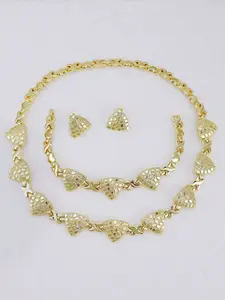 Jewelry Set Necklace, Bracelet, Earrings Set, Elegant Geometric Triangle Texture Jewelry, Xoxo Heart Design, Wedding Accessory