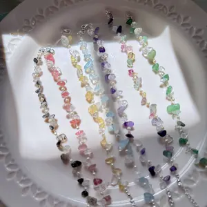 Handmade Natural Gemstone Chip Bracelet  – Minimalist Boho Crystal Jewelry for Her