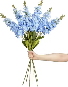 6 PCS Long Stem Blue Delphinium Snapdragon Flowers Light Blue Artificial Antirrhinum for Tall Vase Wedding Home Decor