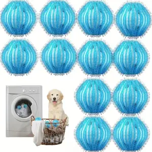 Washing Machine Hair Catcher, 12pcs/set Reusable Washing Machine Hair Remover, Pet Hair Catcher, Laundry Balls, Laundry Tools & Accessories for Home Use