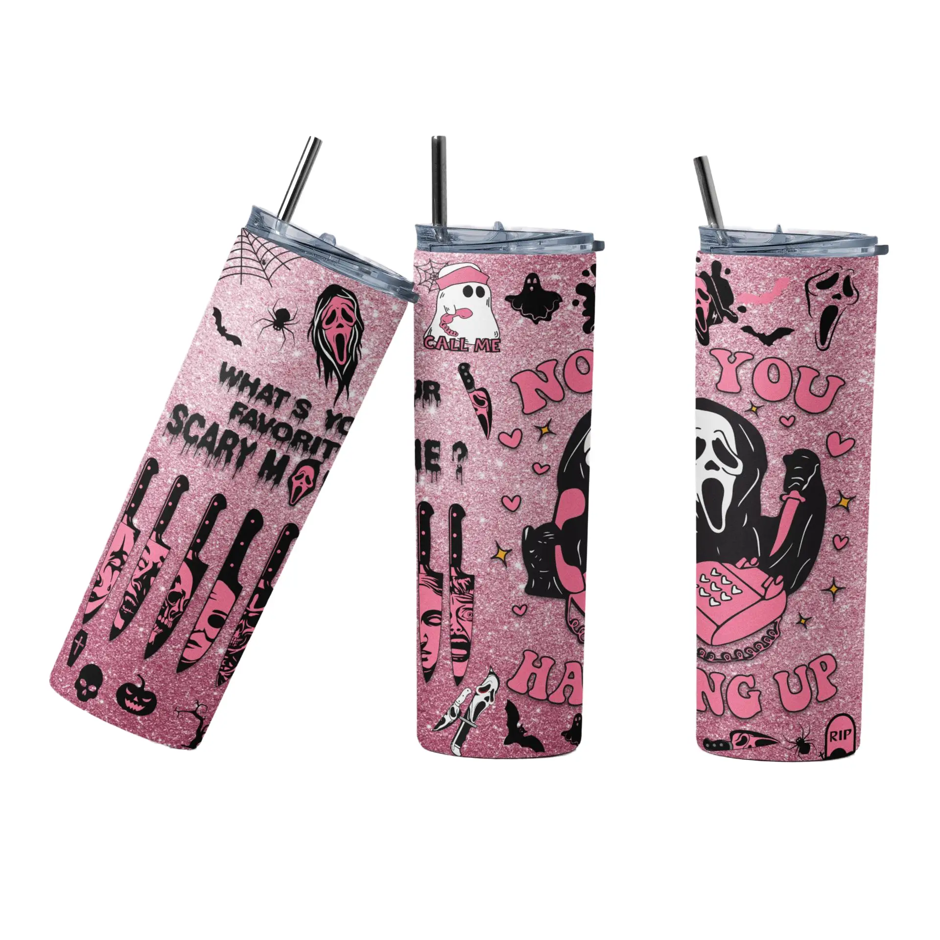 20oz Scary Movie Themed Tumbler, Horror Movie Cup, Gift Tumbler, Scary Tumbler, IT Movie Mug, Trending, Portable Drinkware Reusable Water Bottles Wash