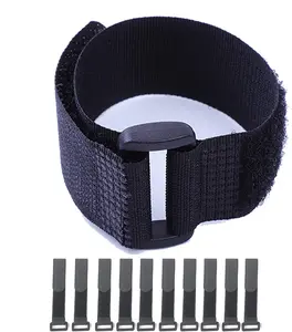 Fastening Hook and Loop  Straps,10Pack Black Self-Adhesive  Ties,Nylon Securing Straps with Buckles,Adjustable and  Cinch Straps for Cords Organized and Tidy(1" x 12")
