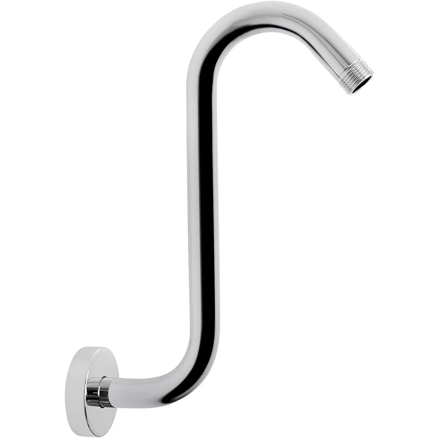 S Shaped Shower  Riser Pipe, Shower Extender Arm with Flange, Standard 1/2" Connection- Bathroom Accessory, 12 Inch (1 Pack, Chrome)