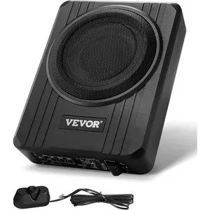 VEVOR 8" 400W Underseat Car Subwoofer, Slim Powered Car Subwoofers Under The Seat, Low Profile Audio Sub Built-in Amplifier, High/Low Level Input & Volume Controller for SUVs, Car, Truck, RV