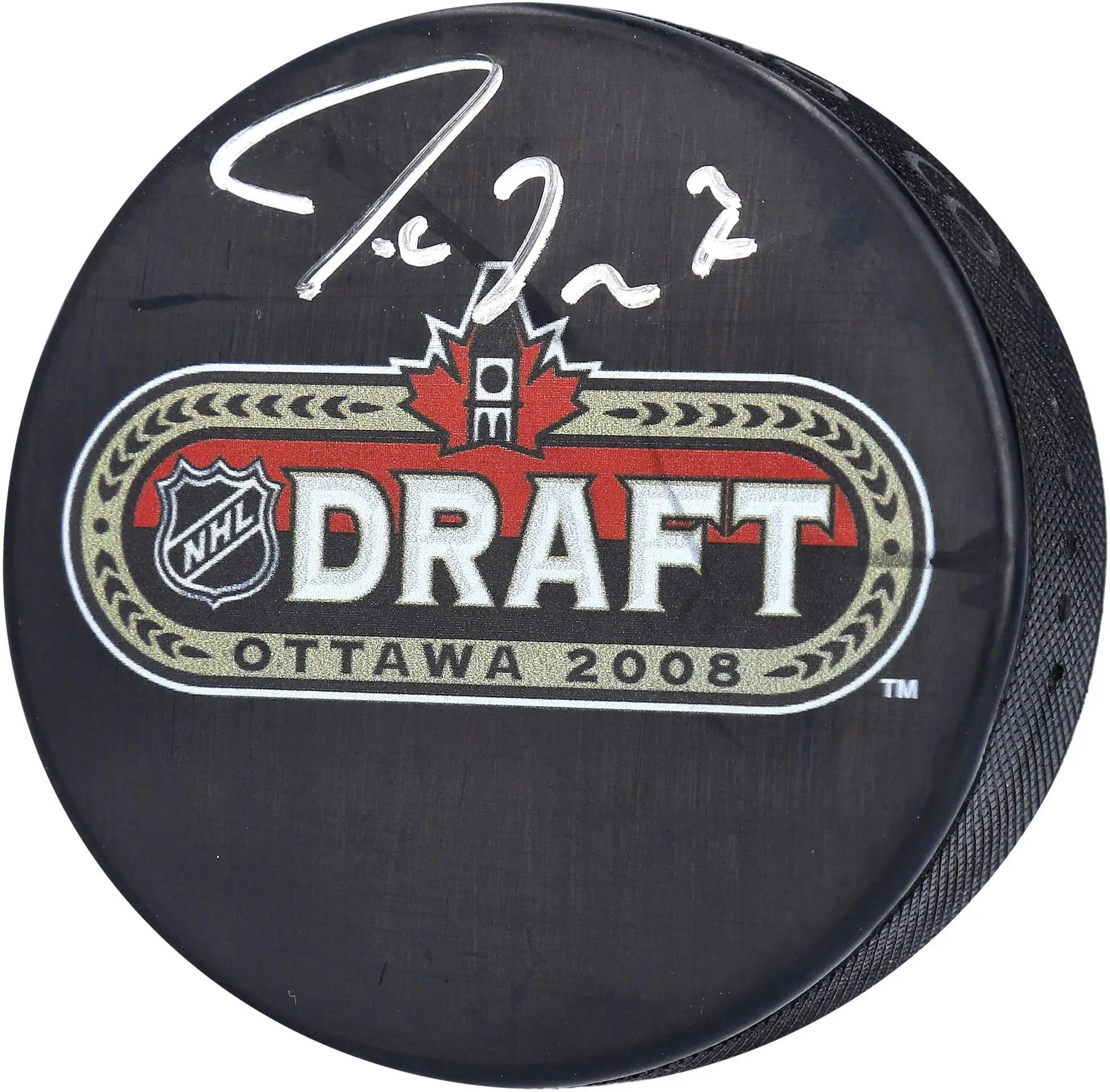 Jordan Eberle Seattle Kraken Autographed 2008 NHL Draft Hockey Puck - Fanatics Authentic Certified