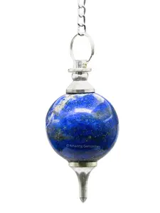 Amazing Gemstone Crystal Ball Pendulum for Divination, Dowsing Pendulum Necklace with Chain and Quartz Bead for Reiki Healing and Crystal Grid Meditation