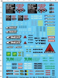 1/64 Water Decal Tire Logo Water Sticker/ Car Body Door Decals for DIY Model Car Spoon FAOL ADVAN No.95/ F1/ RWB/ SKYLINE