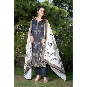 3PC Stitched Embroidered Linen Suit RTW-KLE-3534