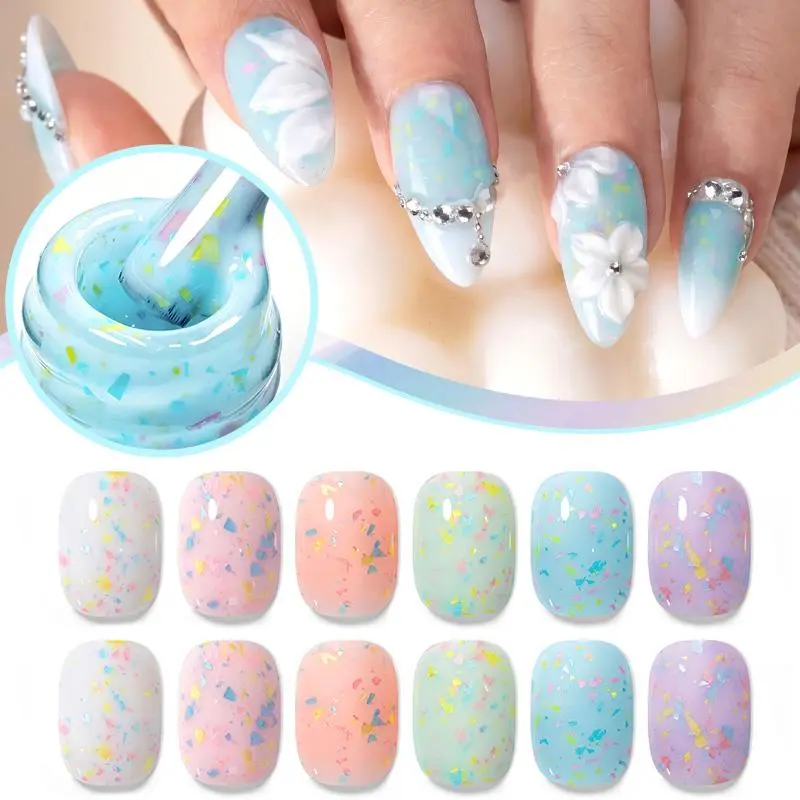 AWStorG 7.5ML Glitter Rubber Gel Nail Polish, LED UV Nail Gel Shimmer Colorful Effect Soak off Curing Required, No Chip Polish