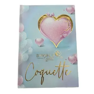Simply Coquette 4 Layer Makeup Book Palette 24 Color Eyeshadow with Heart Design and Gold Accents
