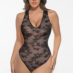 FeelinGirl Women Sleeveless Lace Bodysuit Basic Fabric Fashion Womenswear feelingirlshop #Summervibes