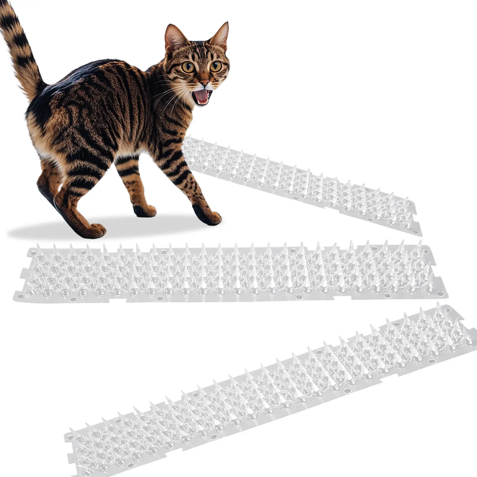 3 Pack Cat Scat Mat - 16.5x3.2in Pet Deterrent Mat with 0.95in Sturdy Spikes for Home, Garden, Patio, Windows, Stools to Deter Unwanted Behavior