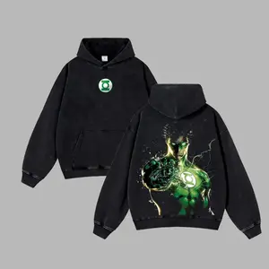 The Green Lantern - DCU Print Washed Cotton Hoodie, Vintage Graphic Hoodie Washed For Fans Super Hero Movie, Design Top Cotton Streetwear Comic Superheroes Hoodie Clothes Menswear Womenswear, T-shirt Unisex Hot 2025