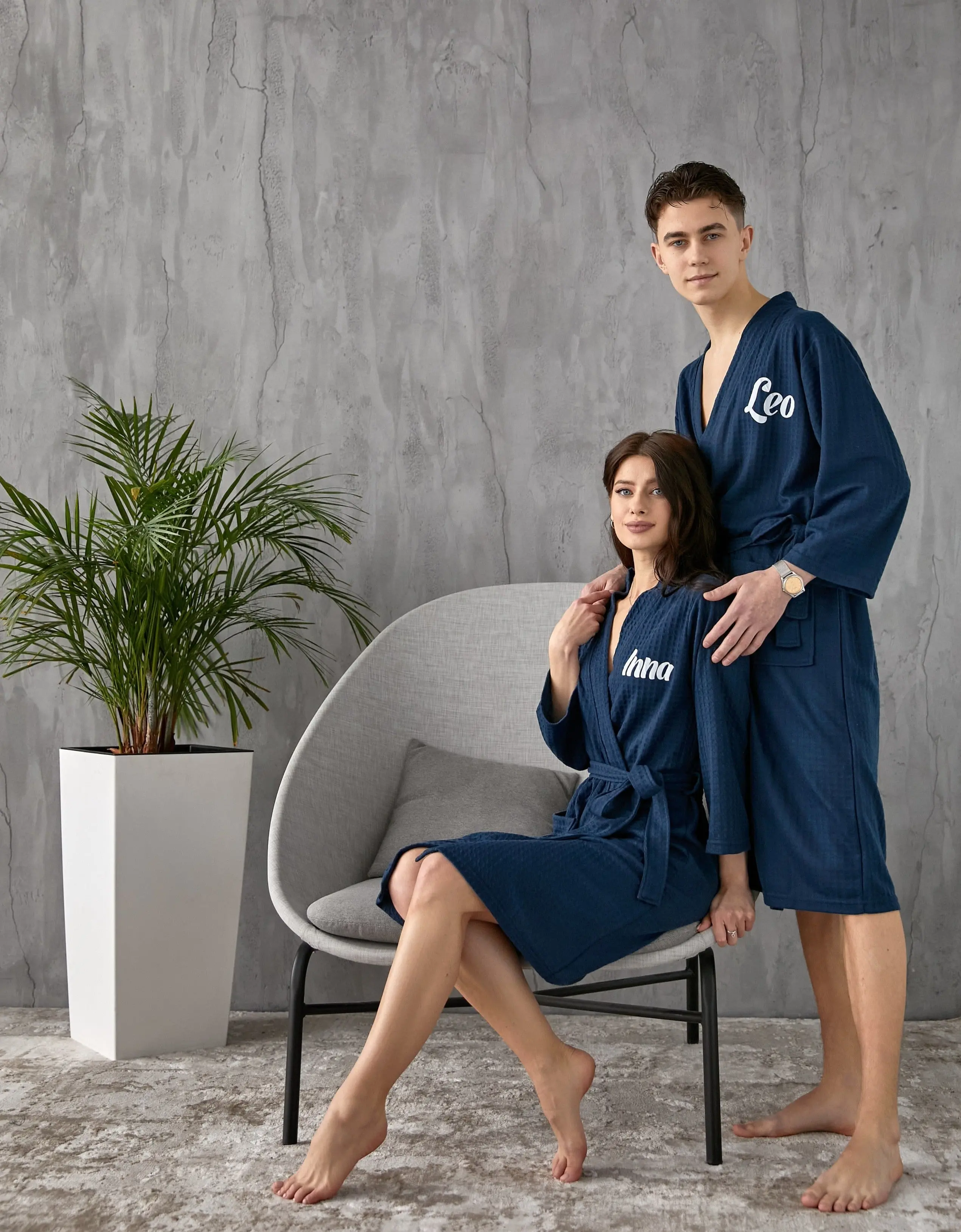 Customized Waffle Knit Robes for Couple