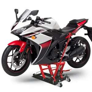 Hydraulic Motorcycle Lift Jack, 1500 LBS Capacity, ATV Scissor Lift Jack Portable Motorcycle Lift Table with 4 Casters, Hydraulic Foot-Operated Hoist Stand for Motorcycle ATV UTV Powersports