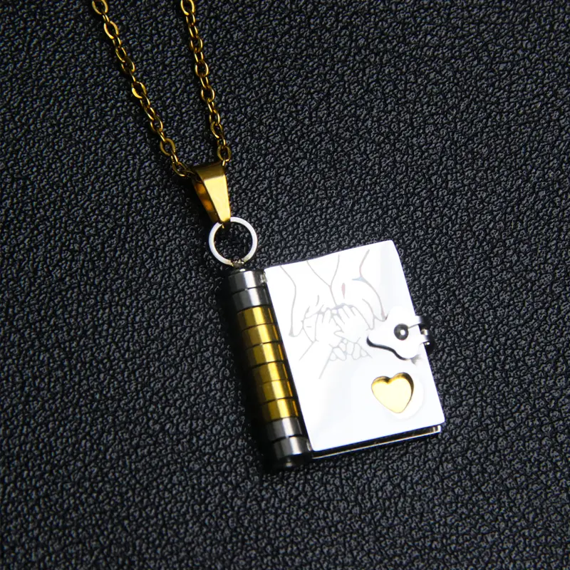 My Little Star Book Necklace for Son/Love/Mom/Daughter(Spanish Version), Mother's Day, Birthday, Memorial Gifts,Love Jewelry,A Letter of Love,Openable with 6 Pages of Engraved Information