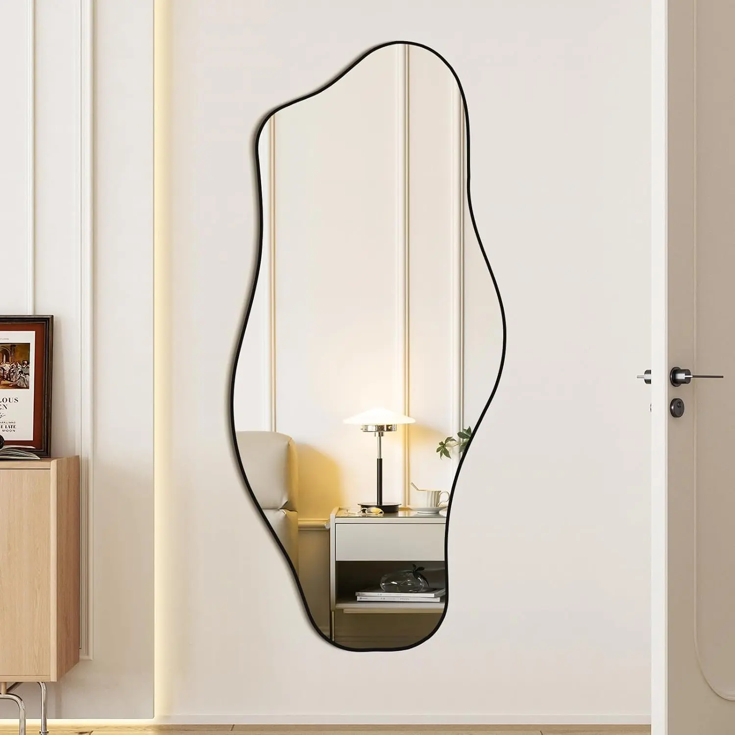 Irregular Wall Mirror 4721, Black Asymmetrical Decorative Bathroom Mirror, Cloud Mirror, Modern Vanity Mirror, Shatterproof (Black)