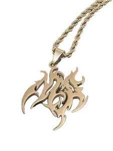 Stainless Steel Logo Necklace with 20" Rope Chain - Fashion Accessories