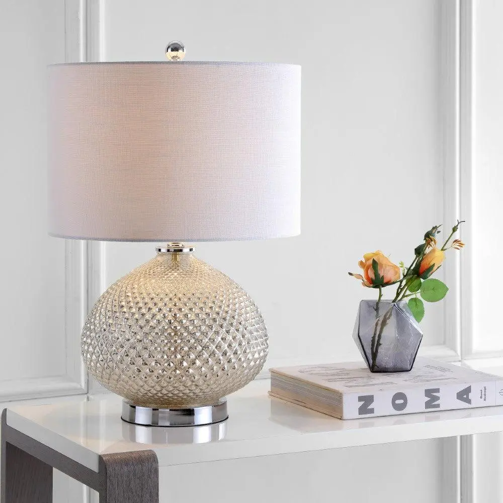 JONATHAN Y Ames LED Glass Home Decoration Lamp - Modern Table Bedside Lamp with LED Bulbs, Energy-Saver Mood Lighting for Bedroom, Living Room
