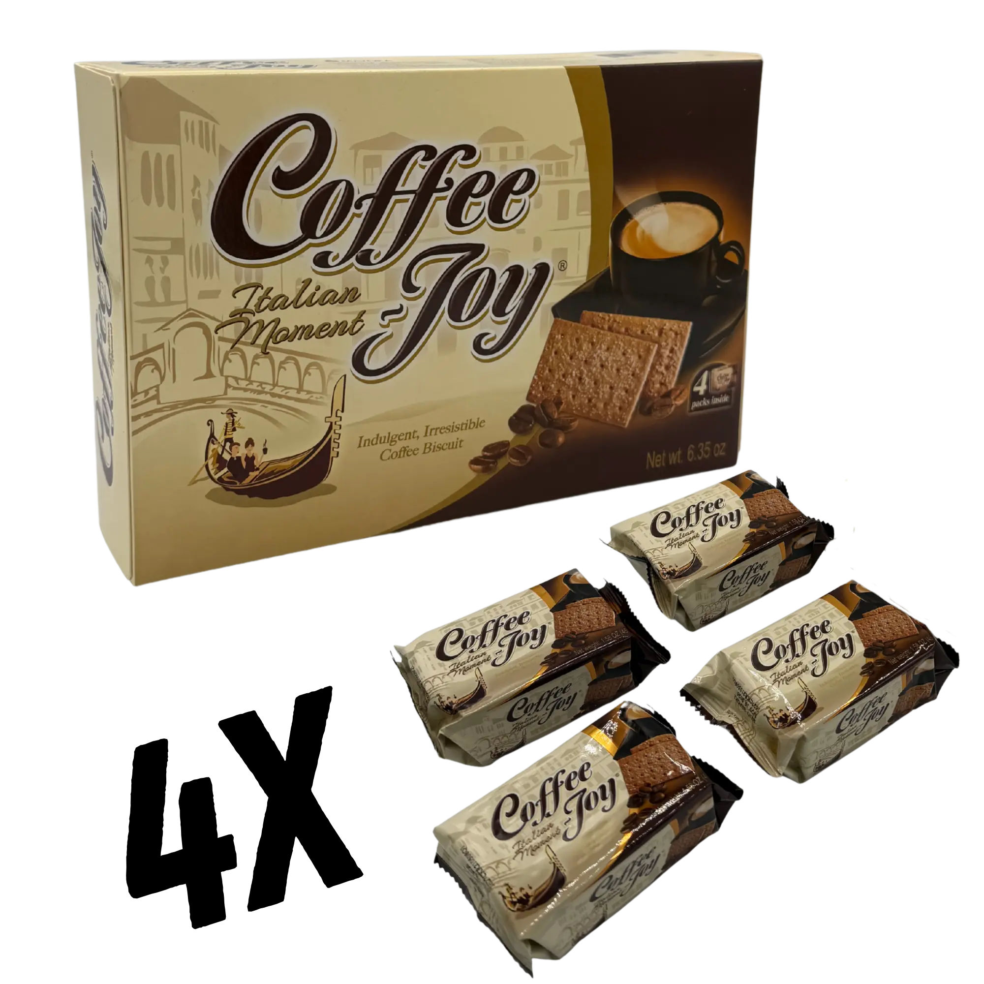 Coffee Joy Biscuits - Coffee Flavor Biscuit - 4 Packs per Box - Delightful Coffee Flavor - Perfect for Sharing
