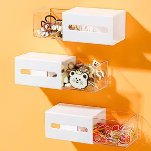 Wall-Mounted Storage Organizer, No-Drill Flip Design with Drawer, Ideal for Bathrooms, Offices & Dorms, Organize Cosmetics & Accessories