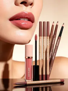 Affordable High Quality Lipstick and Lip Liner Set, 7 Pieces Complete Lip Makeup Combo Set, Moisturizing Hydrating Long Lasting Lipstick & Lip Liner Full Set, Shiny Glossy Finish Versatile Lip Makeup Kit for Beginners Daily Use